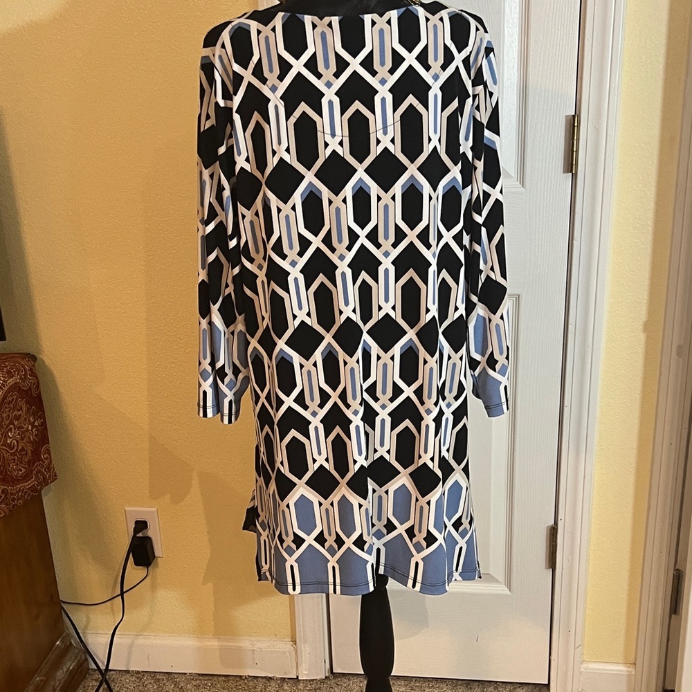 JM Collection Black and White Long Sleeve Dress
